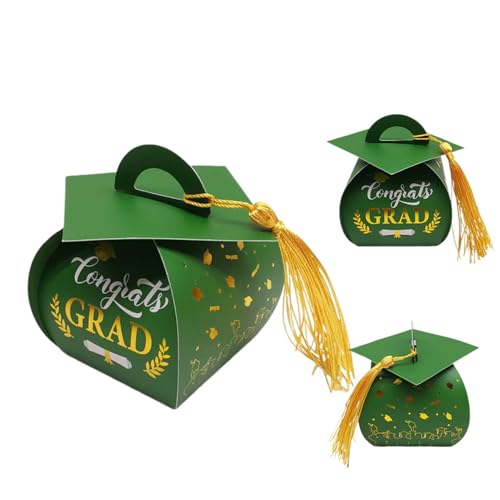 drburpily Caja de regalo de bombones con elegante estampado en caliente y borlas hechas a mano. Caja de papel para bombones reutilizable, verde 30 piezas