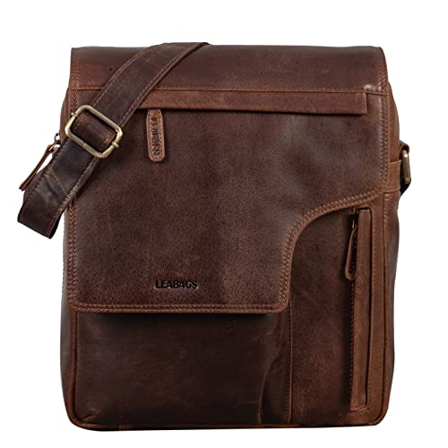 Leabags Leder Umhängetasche Herren & Damen I Echtleder Laptoptasche bis 13 Zoll I Messenger Bag mit Schultergurt I Schultertasche I Arbeitstasche I Tragetasche I Handtasche
