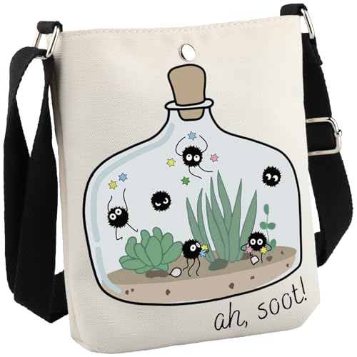 GJTIM Japanese Anime Inspired Gift Black Chimney Dust Bunnies Gift Cartoon Anime Cute Kawaii Crossbody Bag