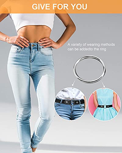 Buckle Free Belt for Women Men, Black Elastic Waist Adjustable Stretchy Invisible Buckleless Belt for Jeans Pants Shorts2