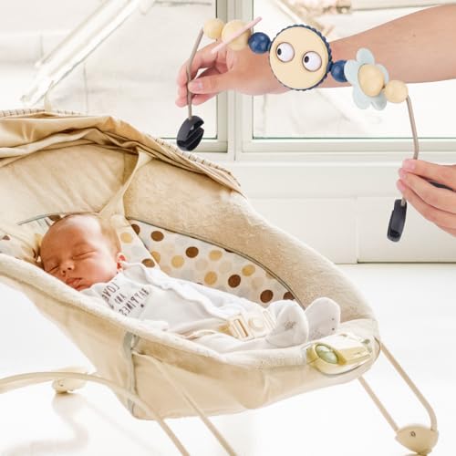 Image of Adjustable Bouncer Toy Bar for BabyBjorn, Interactive Googly Eyes Toy for Bouncer Baby Car Seat Accessories, Easy to Install & Disassemble