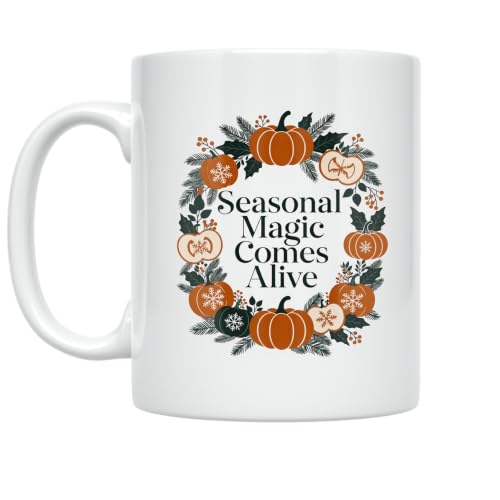 Seasonal Magic Comes Alive Mug - Festive Wreaths & Pumpkins