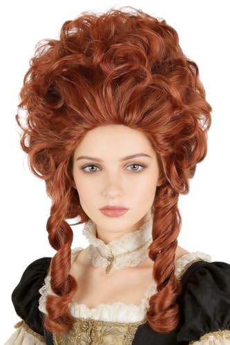 LeMarnia Colonial Wigs for Women Claret Red Victorian Court Vintage Wig Baroque Fluffy Beehive Wigs Halloween Costume Party Dress Wig