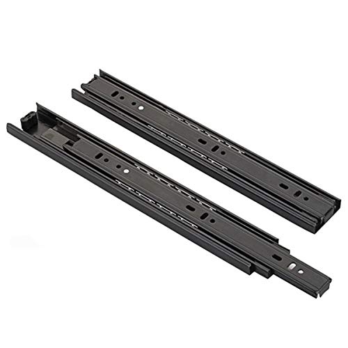 Hyever 12-Inches Length Drawer Slide Ball Bearing Telescopic 3 Sections 1 Pair Full Extension Slide Black (12'')