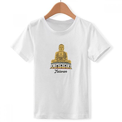 T-Shirt Voyage Chine Taiwan Bouddha Blanc Enfant Taille M