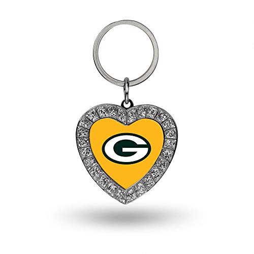 Image of Rico Industries NFL Football Rhinestone Heart Keychain - Great Accessory