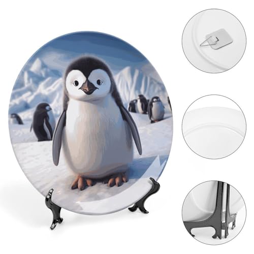 Plato decorativo con pingüino de porcelana Bone China 7 pulgadas miniatura 4