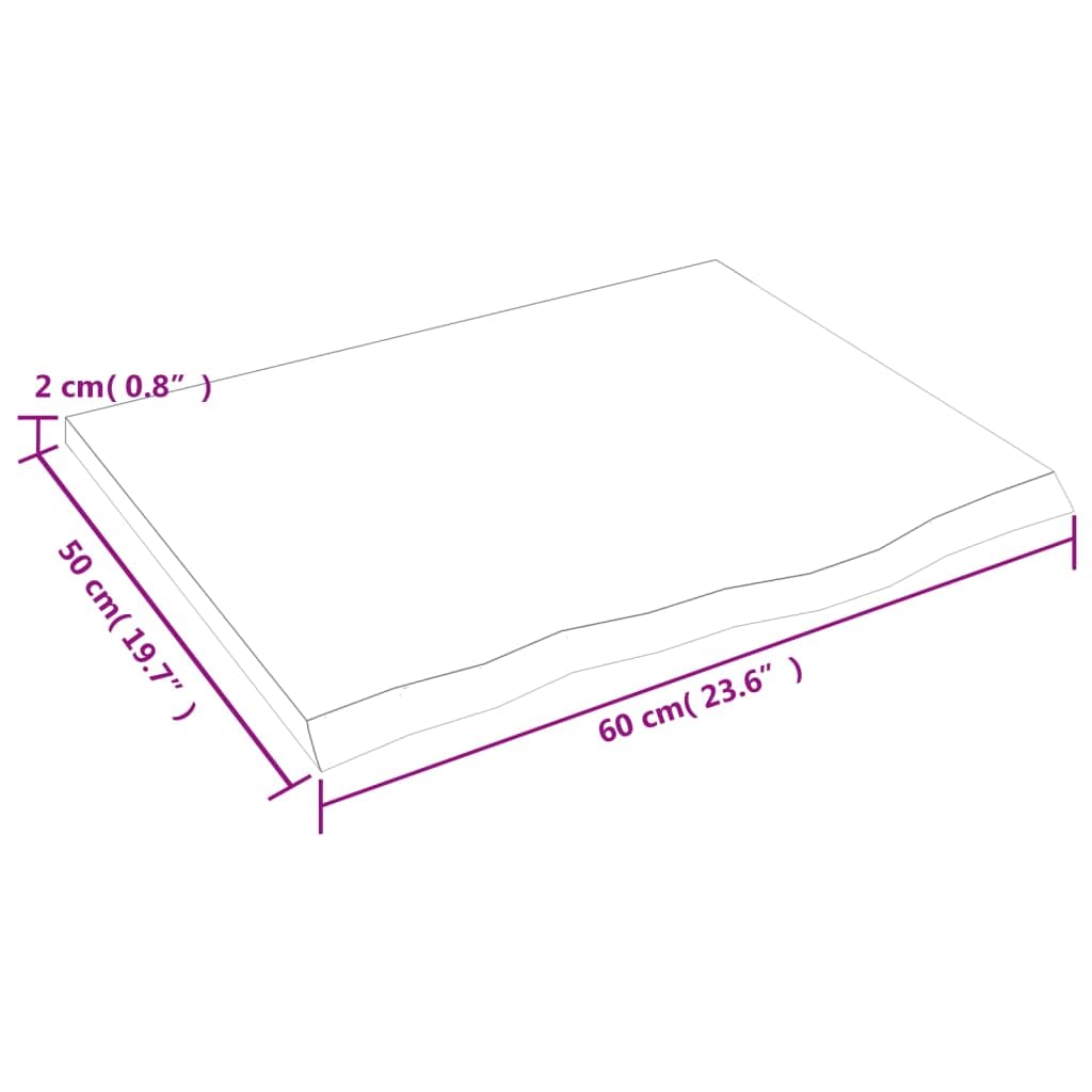 vidaXL Comptoir de Salle de Bain, Plan de Vasque, Dessus d'Armoire, Étagère de Toilette Intérieur, Marron Foncé 60x50x2 cm Bois Massif Traité