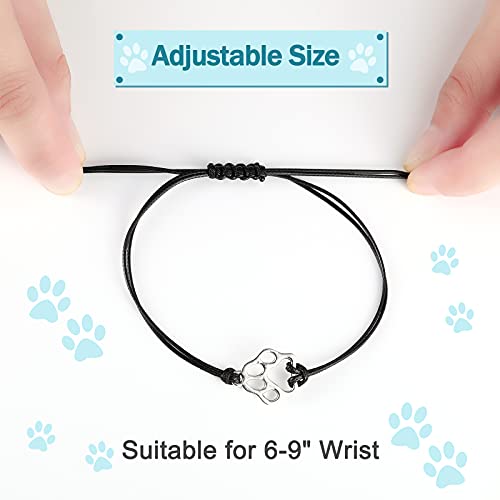 10 Pcs Paw Print Bracelet Bulk Vet Tech Gift for Women Men Handmade Adjustable String Stainless Steel Dog Cat Party Favor2