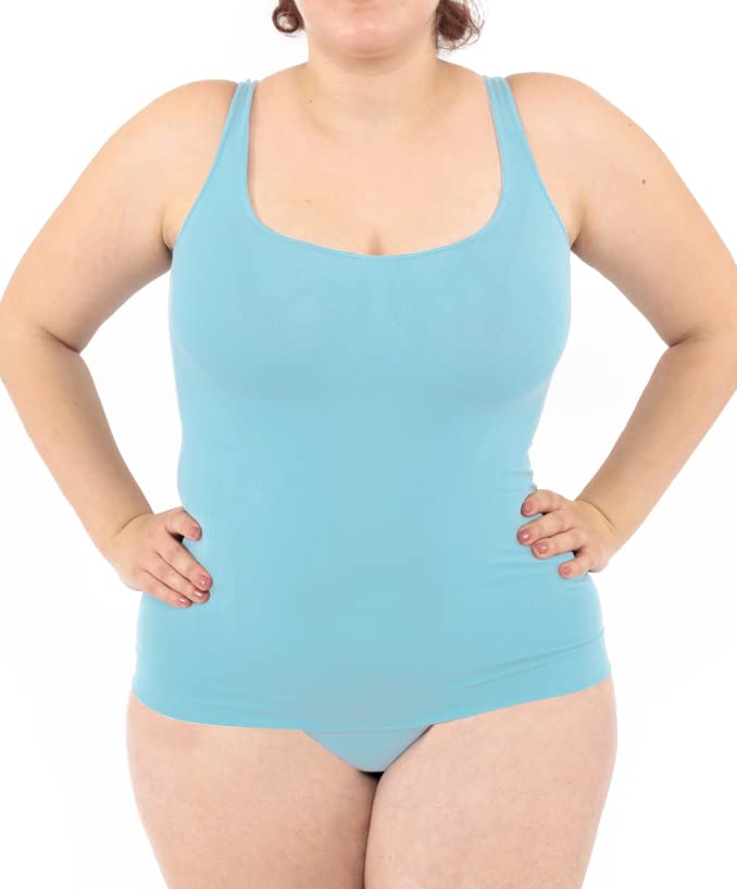 LEELA LABPlus Size Women's Tank Top, Basic Line, Thin Straps and Breast Support, Comfortable and Versatile, Made with Seamless Technology - Made in Italy