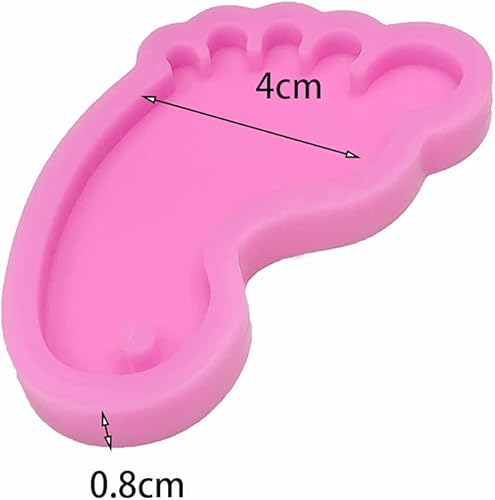 Miniatura 2 de Moldes de silicona con forma de pie de bebé brillante brillante para manualidades, llavero de bricolaje, molde de arcilla polimérica, colgante de
