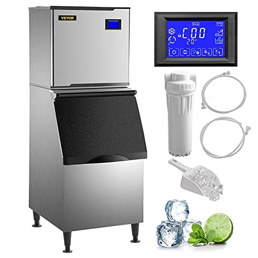 VEVOR Commercial Ice Maker Machine, 440Lbs/24H Commercial Ice Machine with 250Lbs Storage Bin for Home Bar Restaurant, SECOP Compressor, Air Cooled, Include Scoops & Water Filter