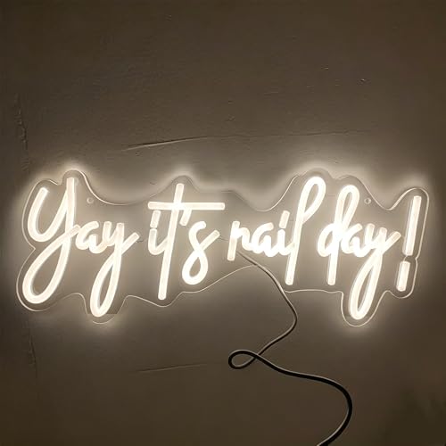 Image of Yay It's Nail Day Neon Sign for Wall Decor 16.5x6.3In | Dimmable Neon Sign for Home Shop Spa Beauty Nails Cosmetic Salon Wall Decor,Nail Room Decor Acessory,USB Powered