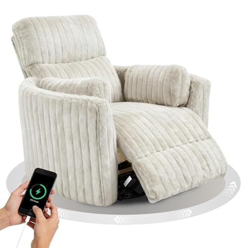 Leovanni Swivel Rocker Recliner with USB Pillows