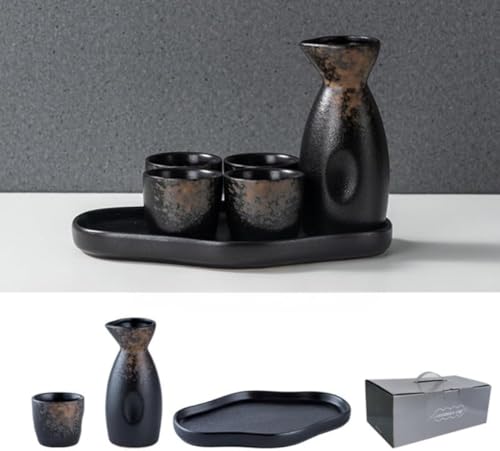 【AOBOPO】 酒器セット 陶磁器製 徳利 おちょこ ぐい呑み 酒瓶 酒カップ トレイ 温酒用 冷酒 酒燗器 酒器セット 清酒 日本酒 電子レンジ対応 日式 日常使用 多用途 家庭用 燗瓶 酒盃