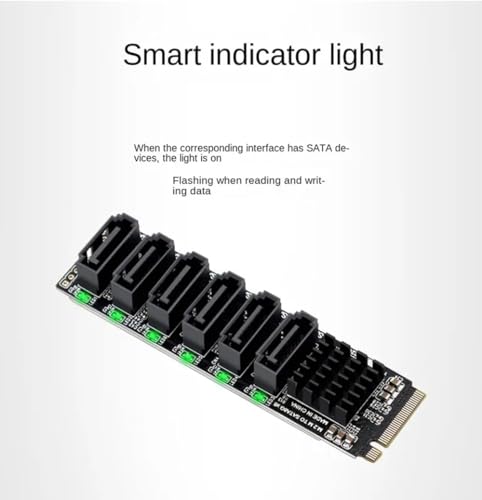 Tobo M.2 MKEY PCI-E Riser Card M.2 NVME to SATA3.0 PCIE to SATA 6Gpbsx6-Port Expansion Card M.2 Key M 6Gbps SSD to SATA3.0 Converter Card for... - Image 4