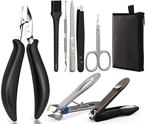 Nail Clipper Set 8 Pcs, Toe Nail Clippers for Adult, Large Heavy Duty Toenail Clippers for Thick Nails/Ingrown Toenail Treatment, Ideal Ingrown Toenail Tool Kit for Seniors/Men/ Women
