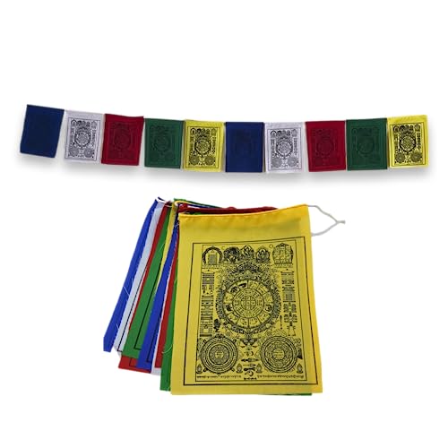 Wheel of Astrology prayer flags for positive energy