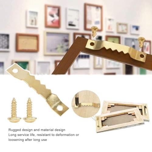 Image of 251 Pcs D Ring Picture Frame Hangers Firm Stable Photo Hanging Hardware Set with Serrated Hooks for Picture Frame Painting