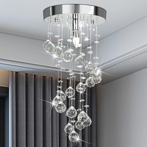 Modern Crystal Chandelier Elegant Spiral Flush Mount Chandelier Modern Raindrop