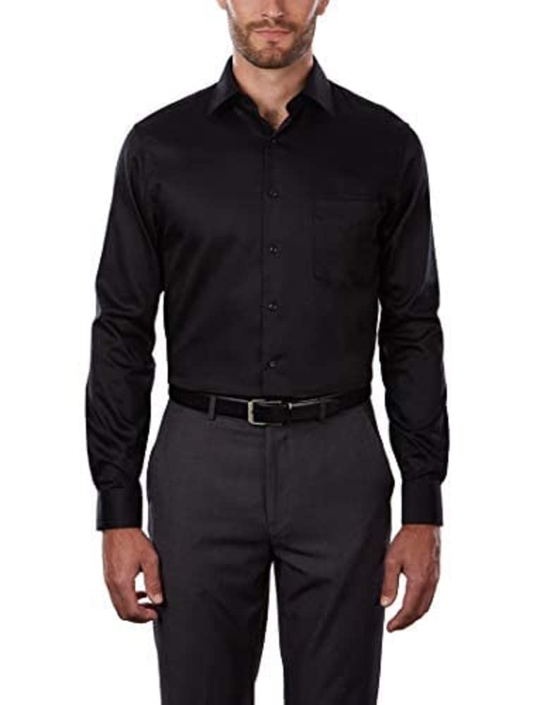 Van Heusen Men's Dress Shirts Regular Fit Lux Sateen Stretch Solid