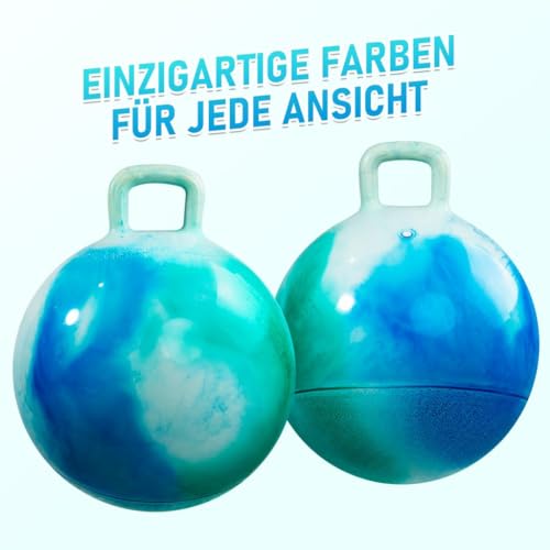 U&C Planet Hüpfball Aufblasbarer Hopperball mit Pumpe, 55 cm Hopper Ball für Kinder max. Belastbarkeit 100 KG, Spielzeug für Kinder 7-12 Jahre Drinnen & Draußen,Wolke blau