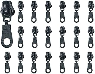 20 Pcs Size #5 Zip Fastener Repair Replacement Fix Zip Puller Zipper Pull Tabs Replacement for DIY Clothes Bags(Black)