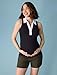 Motherhood Maternity Women's Sleeveless Rib Knit V-Neck Polo Pregnancy Top, Black