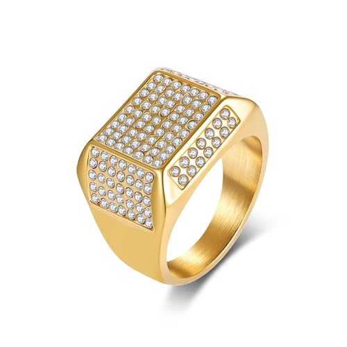 Bague large homme zircon cubique blanc et acier inoxydable aux finitions soignées taille 57