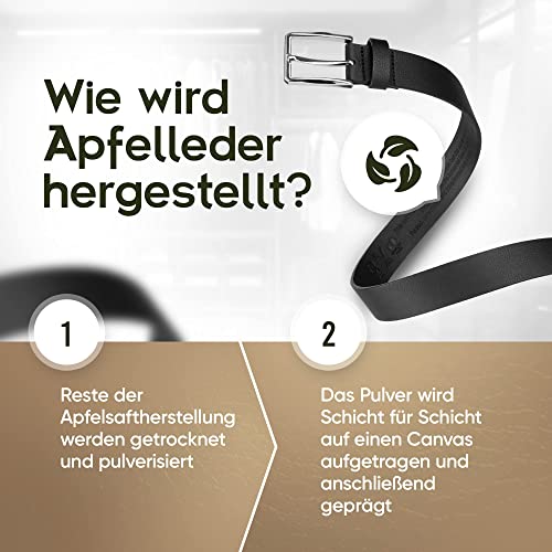 21Bites Herenriem van appelleer, veganistische leren riem voor mannen, ideaal als jeans riem of pak riem, herenriem als perfect accessoire - Image 6