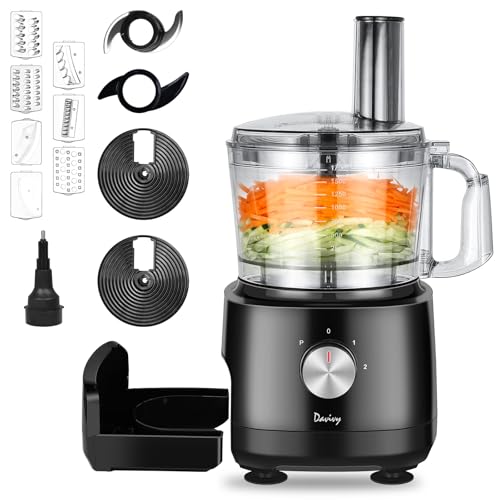 Davivy 7-Cup Food Processor with Built-in Storage Drawer | 600W...