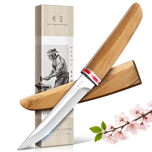 DRGSKL Utility Fixed Blade Knife - Handcrafted Japanese Knife with Sheath