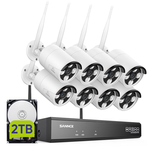 SANNCE 2K Wireless Security Camera System, 8CH 5MP NVR with 8Pcs 3MP Outdoor...