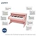 ZIPPY Kids Piano Keyboard, 25 Keys Digital Piano for Kids, Mini Music Educational Instrument Toy, Wood Toy for Toddlers Girls Boys (Pink)