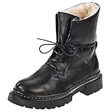  Palado Damen Winter- Schnürstiefel Kasos Block - warm gefütterte Winterschuhe - Ankle Boots Damen aus Echtleder - modische Stiefeletten Black 39 EU