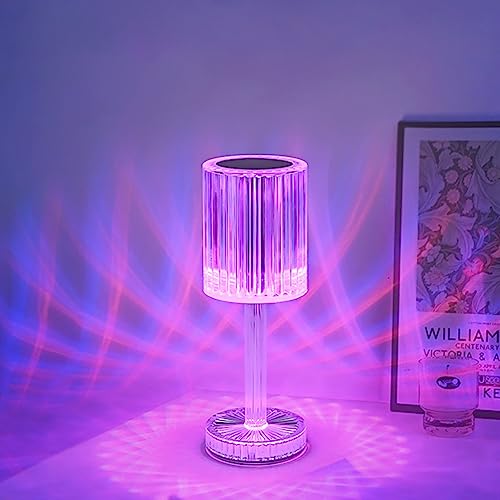 Leroxo Portable Crystal Table Lamp,16 Color Touch Control Rechargeable Lamp,Acrylic Remote Control Crystal Bedside Lamp,Night Light,Room Decor Desk Lamp,Bedroom,Living Room,Kitchen,Dining Room Lamp #TOP5