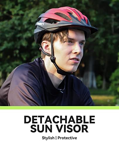FUNWICT Mtb Mountain & Road Bike Helmet for Adult Men Women, Lightweight Cycle Helmet with Detachable Sun Visor, Adjustable Bicycle Helmet for Cycling Size 22.44-24 inches