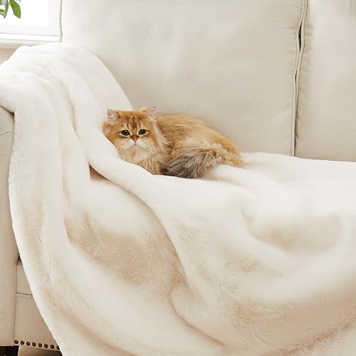 UGG 16796 Euphoria Plush Faux Fur Reversible Throw Blanket for Couch or Bed Luxury Hotel Style Machine Washable Soft Cozy Home Decor Fuzzy Fluffy Sofa Blanket, 50 x 70-Inch, Snow - Image 5