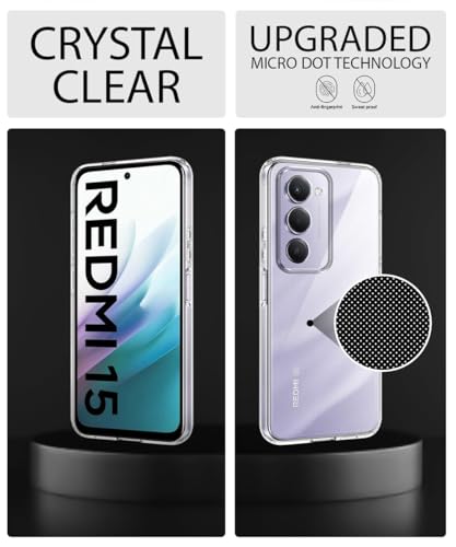 Image of WOW IMAGINE Transparent Back Cover Case for Mi Redmi 15 5G | Raised Bumps for Full Device & Camera Protection Shockproof TPU Silicone Back Case Mobile Cover - Transparent