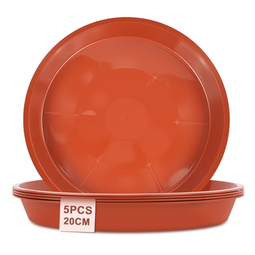 vsshe 5 Stück Blumentopf Untersetzer, Untersetzer für Blumentöpfe, Blumentopfmatte, Kunststoff Blumenuntersetzer Rund aus Ø 20 cm, Blumentopfuntersetzer für Innen- und Außenpflanzen, Rot