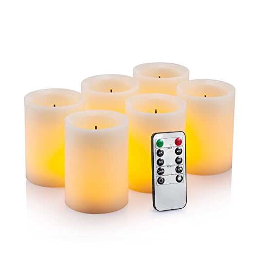 Enpornk Flameless Flickering LED Candles 3" X 4" with 10-Key Remote Control Timer Classic Pillar Optical Fiber Wick Real Wax Battery Operated Candles, Ivory Color, Set of 6