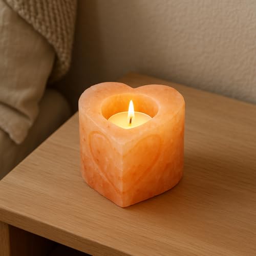 Portavelas de sal rosa del Himalaya de 650 gramos, disponible en paquete múltiple, portavelas para velas de té. (2, 0ne tamaño)