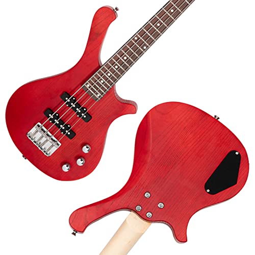 Ktaxon 4 String Electric Bass Guitar, 36-Inch Bass Guitar Kit With Split Single-Coil Pickup, Rosewood Fretboard, Mahogany Body For Kids, Boy And Girl(Red) #TOP4
