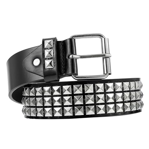 TOPPERFUN Ceinture à Rivets En Cuir Pu Noir Trous Réglables, Unisexe, Style Punk Décontracté, Pour Jeans Et Sorties, Taille