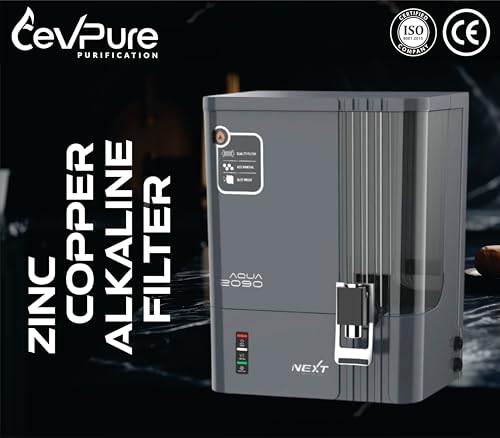 Image of CevPure ISO Certified Aqua 2090 Zinc Copper Alkaline RO Water Purifier | 10 Liter Storage | RO + UV + UF + Zinc + Copper + Alkaline + TDS Control | Best For Home and Office (Premium Grey 2)