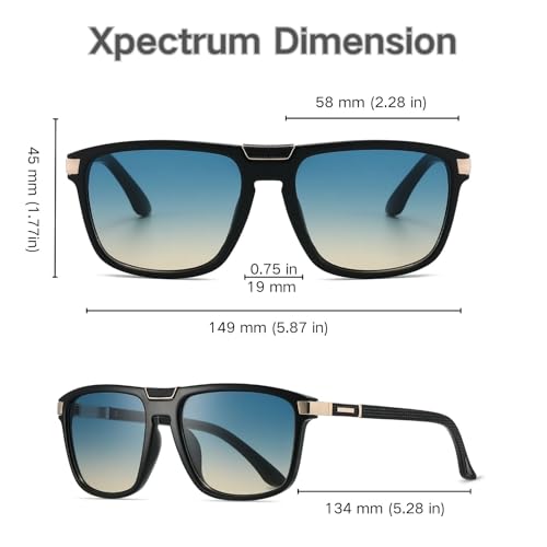 Image of Xpectrum Retro Rectangular Square Sunglasses for Men Women Vintage 70s 80s Mobster Gangster Style Rectangle Shades