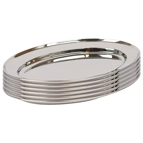 Argon Tableware 35 x 24cm Serving Platters - 6 Pack - Stainless S...
