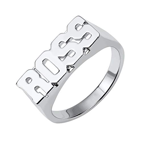 AILIN 925 Sterling Silver/Brass Name Ring Personalized Year Initial Statement Rings Gold/Rose Gold Color Party Birthday Jewelry With Gifts Box For Men Women