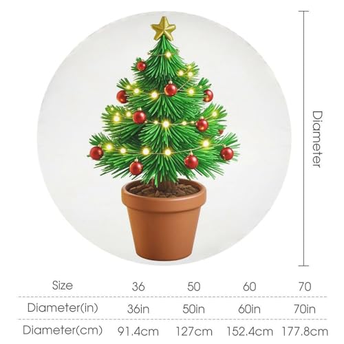 Nappe ronde sapin de Noël 178 cm lavable pour table de cuisine - 3