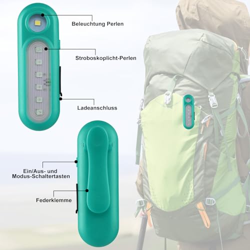 ZLCBBD LED Clip Lampe Stirnlampe Blinklicht Schulranzen Reflektor Kinder Wiederaufladbar Ultra-Lange Batterielebensdauer Nacht Clip Lauflicht für Laufen Joggen Haustier Rucksack Kleidung 2er